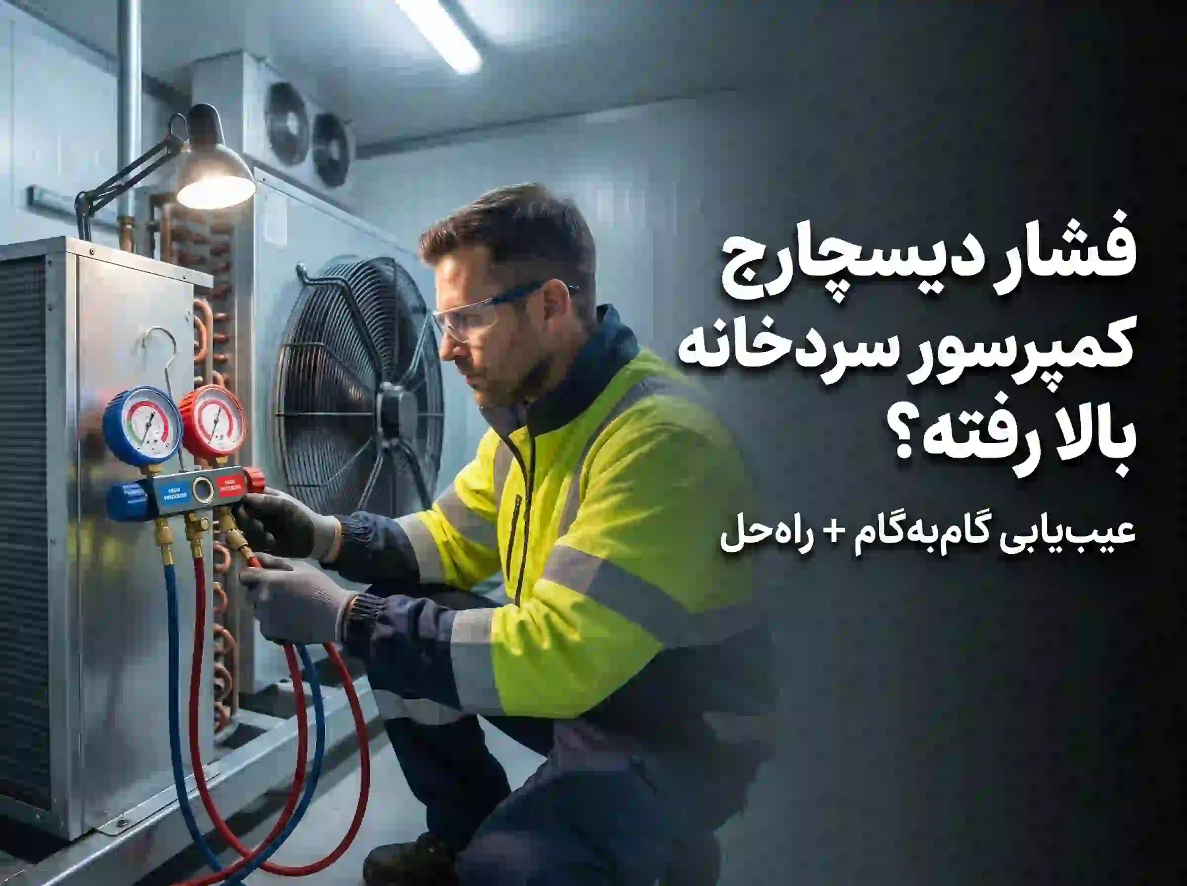 چرا فشار دیسچارج کمپرسور سردخانه بالا می‌رود؟ (راهنمای گام‌به‌گام رفع مشکل)